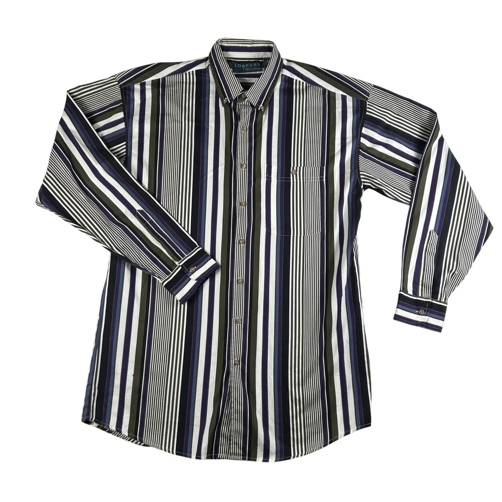 Loafers by Reed St. James Shirt Mens Large Tall Multicolor Striped Button Down